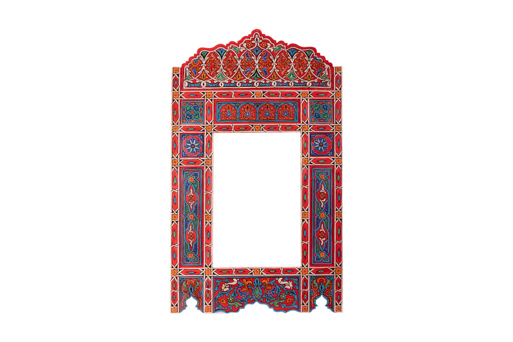 Vintage Red Hand painted Mirror Frame