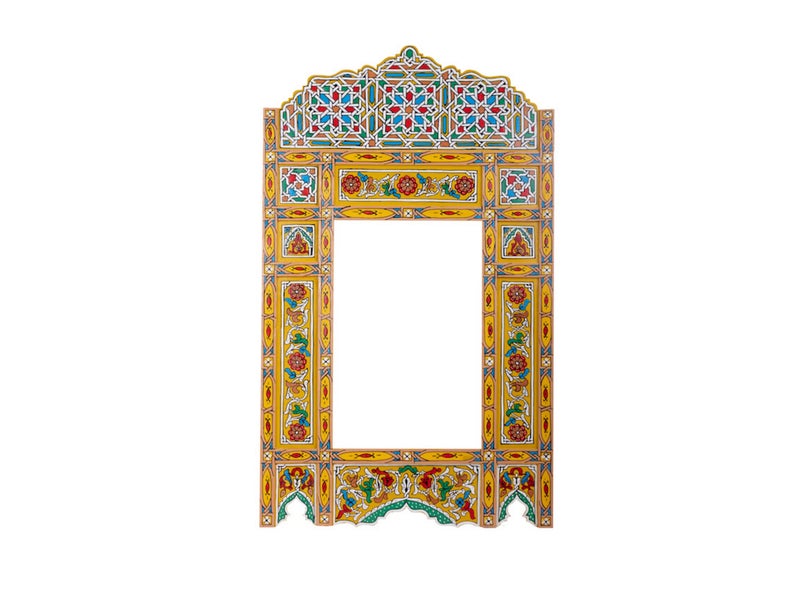 Yellow Hand painted Mirror Frame